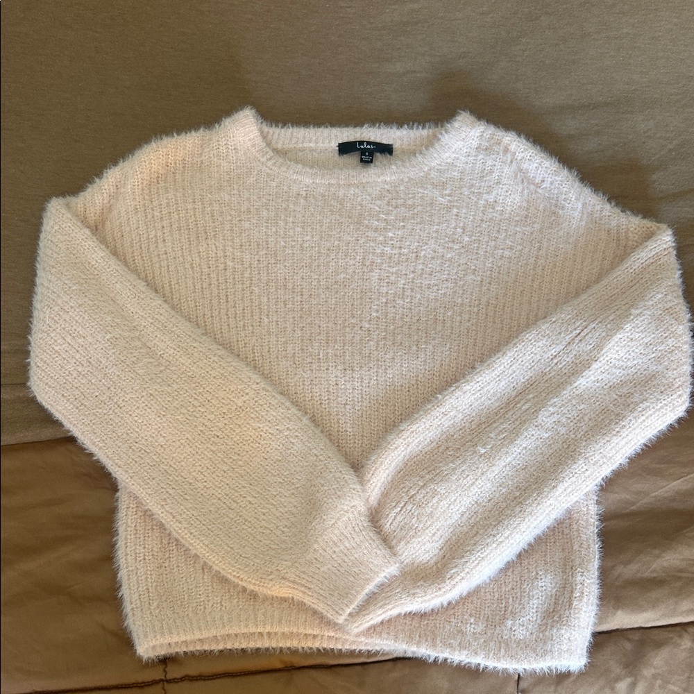 Lulu's Soft Cream Crew Neck Sweater